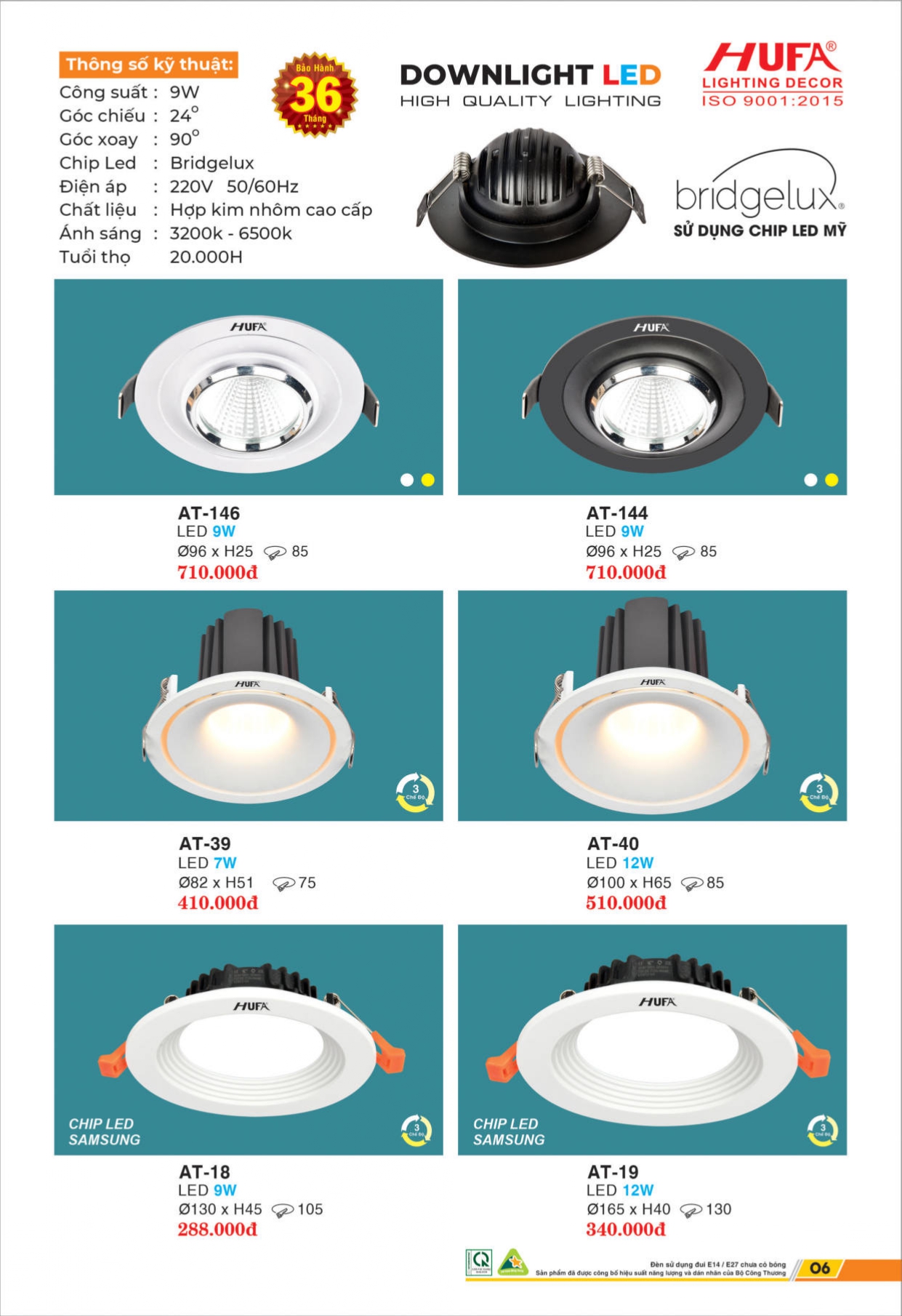 Bảng giá đèn LED HUFA 2026